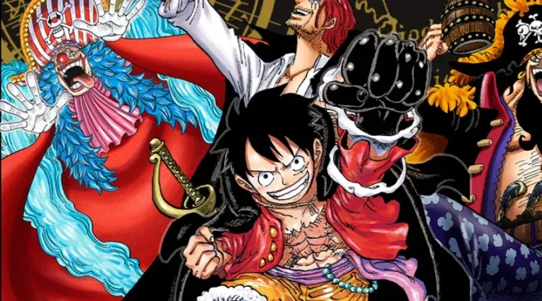 Buggy, Luffy, Shanks y Barbanegra en el sobre de la colección OP-09 de One Piece TCG