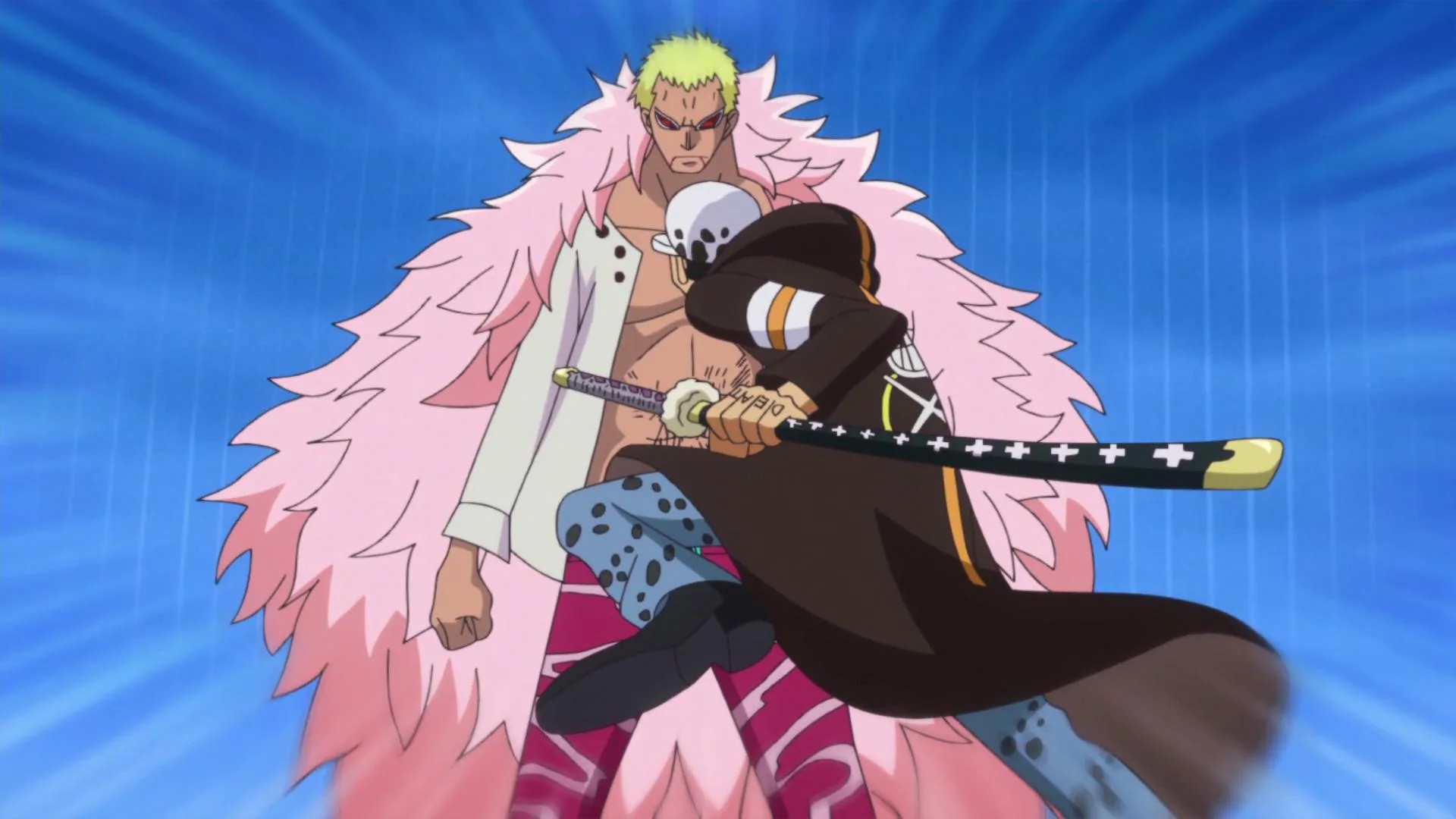 Doflamingo contra Trafalgar Law en Dressrosa One Piece