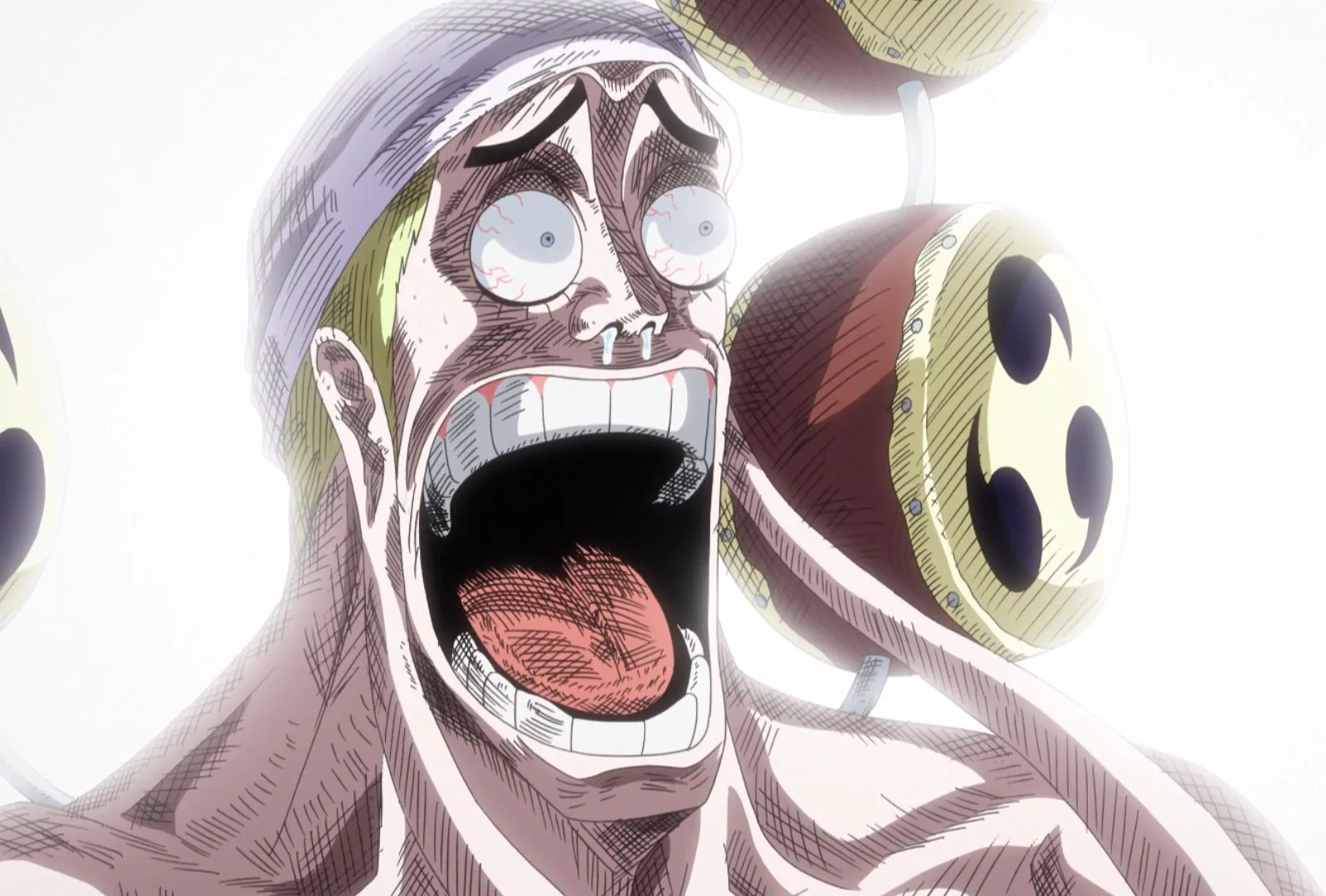 Meme de Enel con los ojos abiertos de shock One Piece
