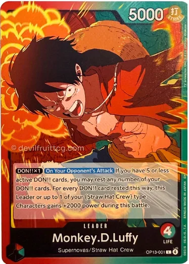 Carta de l&iacute;der de Monkey D. Luffy de One Piece TCG