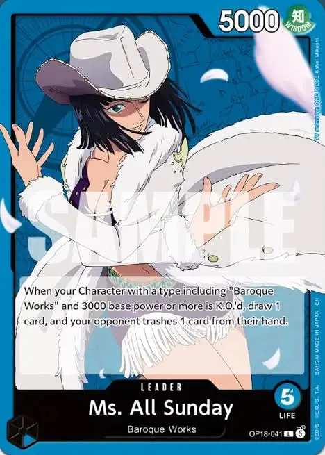 Carta líder de Ms. All Sunday OP18-041 One Piece Card Game OP-18