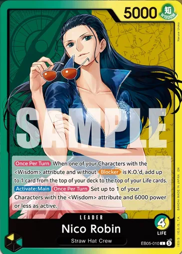 Carta líder de Nico Robin EB05-010 Heroines Edition Vol. 2 One Piece Card Game