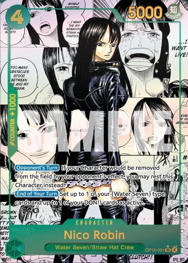 Carta manga rare alternate art secret rare de Nico Robin OP18-031 en One Piece Card Game OP-18