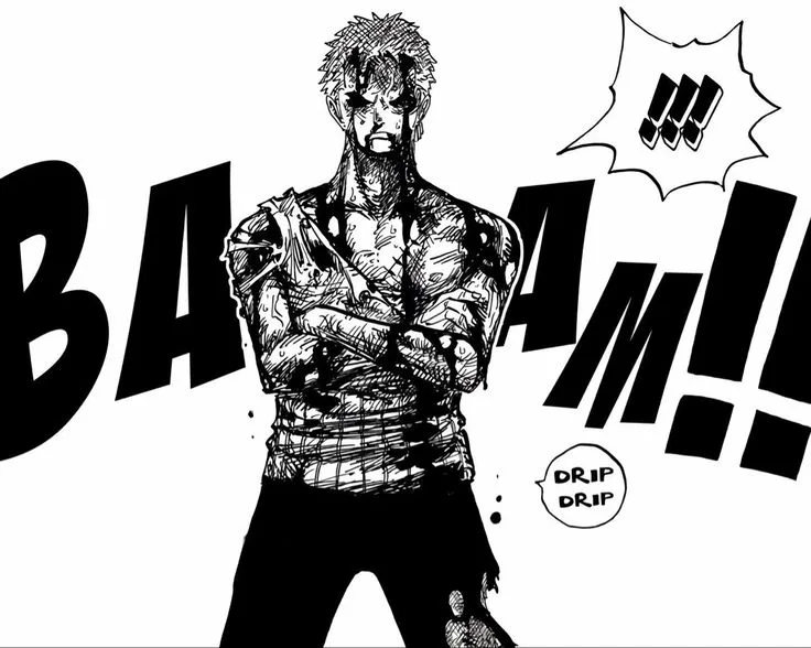 Zoro diciendo no ha pasado nada después de absorber todo el dolor de Luffy ante Kuma
