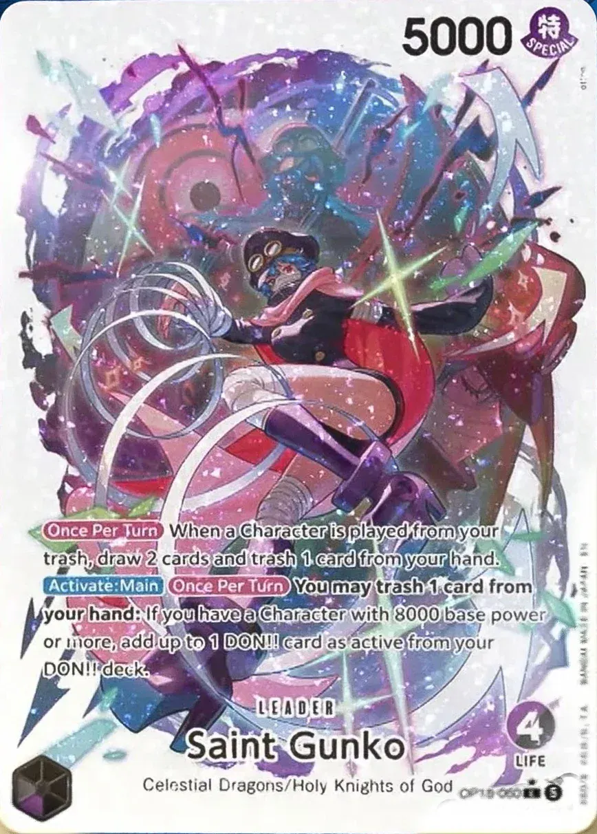 Carta líder alt art de Gunko Water Seven and the Knights of God en One Piece Card Game OP-18