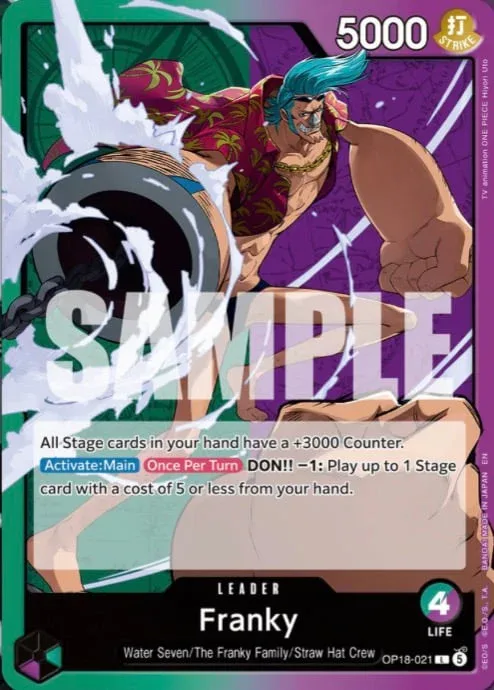 Franky OP18-021 lider One Piece TCG The Dominance of God OP-18