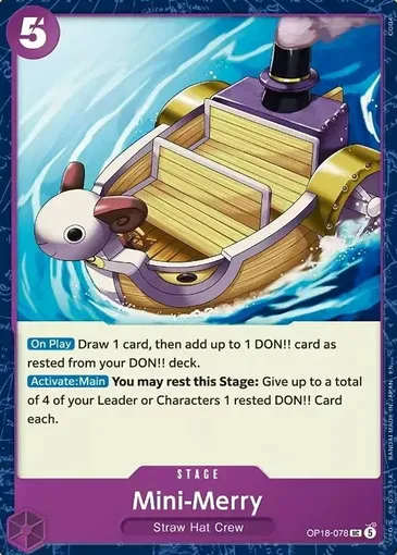 Carta de escenario del mini Merry OP18-078 de One Piece Card Game OP-18
