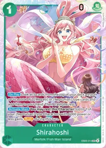 Carta Super Rara de Shirahoshi EB05-014 Heroines Edition Vol. 2 One Piece Card Game